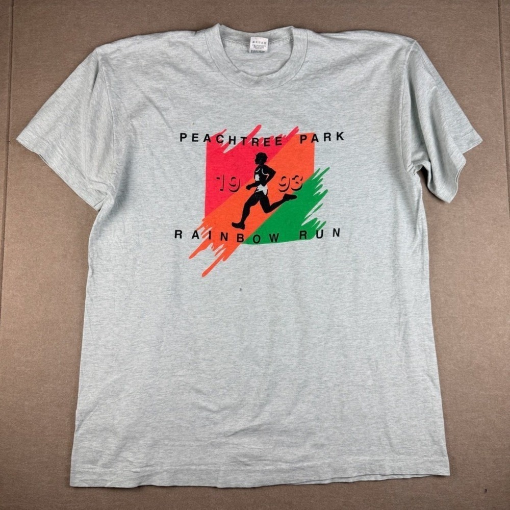 Vintage 1993 Peachtree Park Rainbow Run Mens XL Gray Atlanta Single Stitch USA